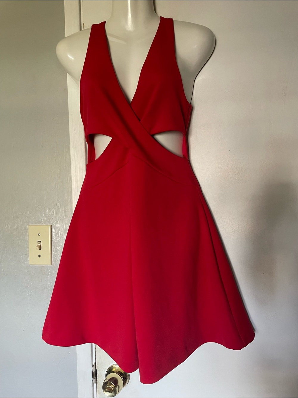 Express Red Cutout Fit & Flare Mini Dress